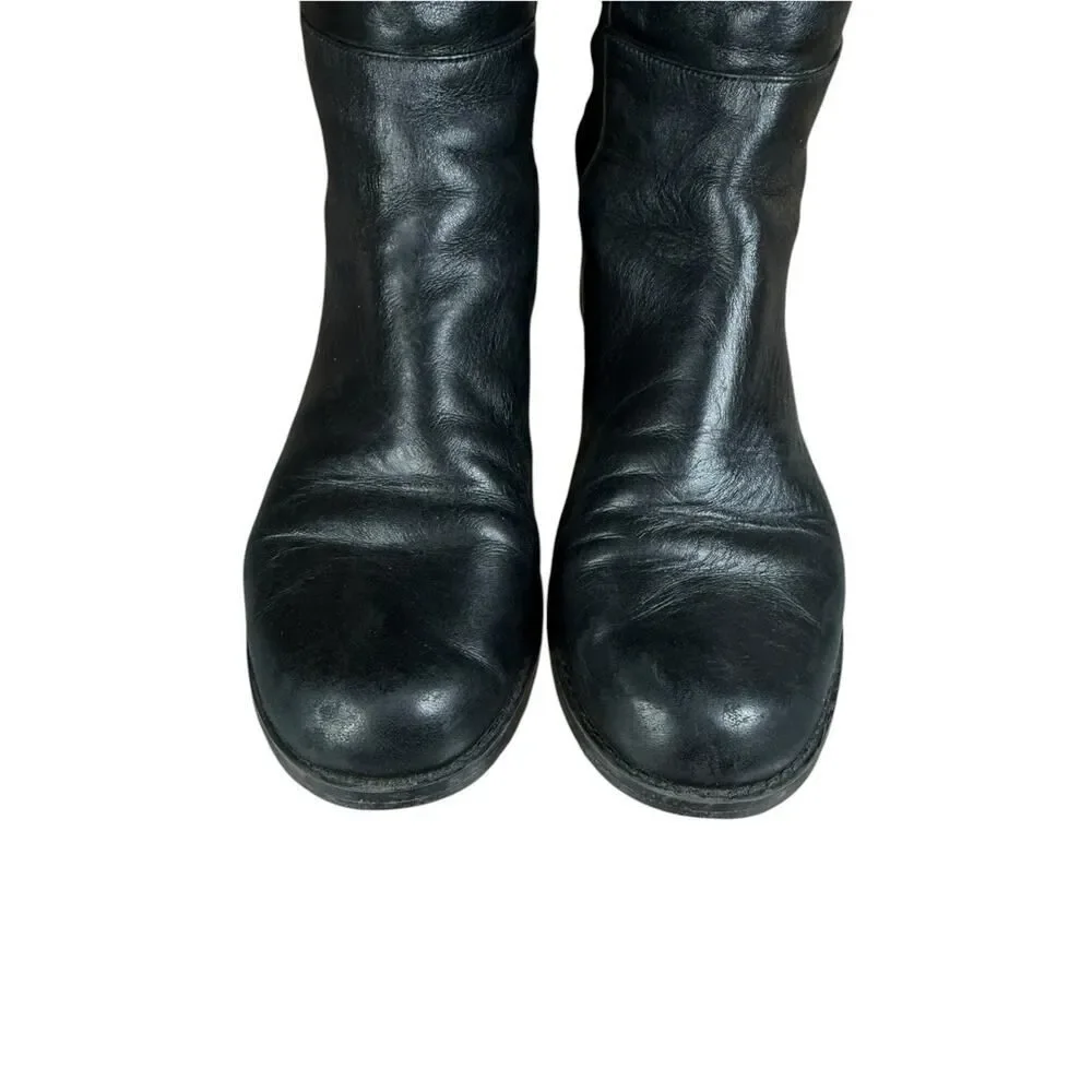 Stuart Weitzman 5050 Over The Knee Boots Black Leather Stretch Back US 6
